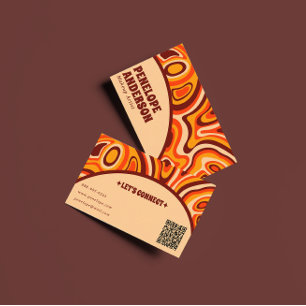 Retro Terracotta Cream Sinaasappel QR Code Boho Gr Visitekaartje