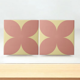 Retro Terracotta Gele Bloemblaadje Midden eeuw Tegeltje