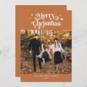 Retro Terracotta kerstfotokaartje Feestdagenkaart (Voorkant / Achterkant)