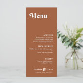Retro Terracotta Rust Menu Mariage (Debout devant)