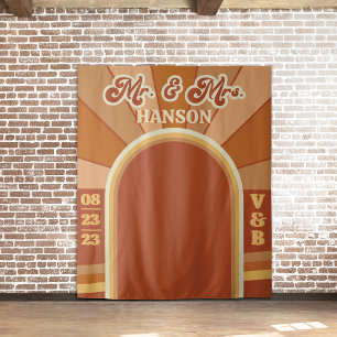 Retro Terracotta Typography Summer Photo Wedding Wandkleed
