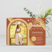 Retro Terracotta Typography Summer Sun Afstuderen Kaart (Staand voorkant)