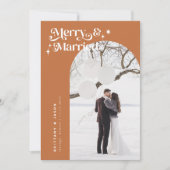 Retro Terracotta vrolijk & getrouwd foto vakantie Feestdagenkaart (Voorkant)