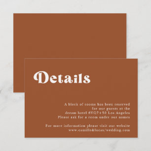 Retro Terracotta Wedding Details-kaart RSVP Kaartje