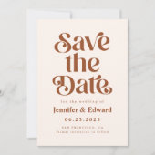 Retro Terracotta Wedding Save The Date (Voorkant)