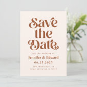 Retro Terracotta Wedding Save The Date (Staand voorkant)