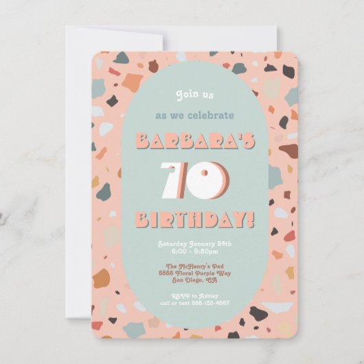 Retro Terrazzo Hippie Boho Birthday Kaart (Voorkant)