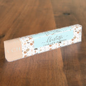 Retro Terrazzo Mosaic Earth Tones Patter Monogram Naambordje (Zijkant)