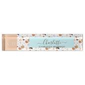 Retro Terrazzo Mosaic Earth Tones Patter Monogram Naambordje (Voorkant)