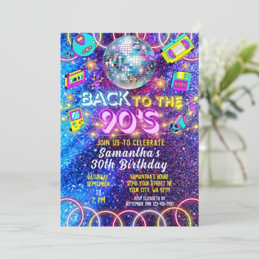 Retro Terug naar de 90s Kleurrijke Levendige Neon Kaart (Staand voorkant)