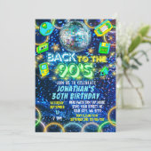 Retro Terug naar jaren 90 Blauw Groen Neon Glow Ve Kaart (Staand voorkant)