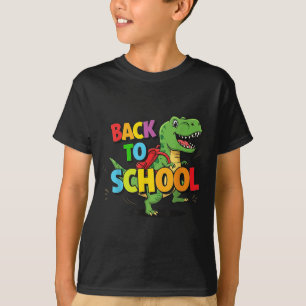 Retro Terug Naar School Grappige Kleurrijke Dinosa T-shirt
