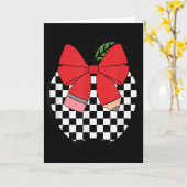 Retro Terug naar school Leraar Race Geruite Potloo Kaart (Gele Bloem)