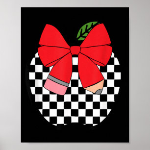 Retro terug naar school leraar race geruite potloo poster