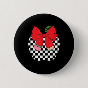 Retro terug naar school leraar race geruite potloo ronde button 5,7 cm