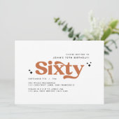 Retro terug wit modern minimal 60e verjaardag kaart (Staand voorkant)