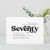 Retro terug wit modern minimal 70e verjaardag kaart (Staand voorkant)