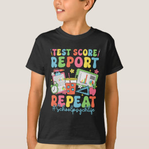 Retro testscore rapport herhaal schoolpsych terug t-shirt