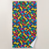 Retro Tetris Blocks Seamless Pattern Strandlaken (Voorkant)