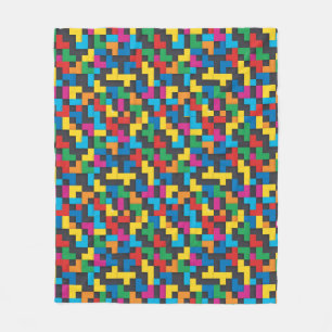 Retro Tetris Blokken Naadloos Patroon Fleece Deken
