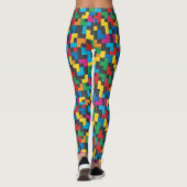 Retro Tetris Blokken Naadloos Patroon Leggings (Achterkant)