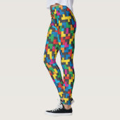 Retro Tetris Blokken Naadloos Patroon Leggings (Links)