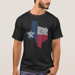 Retro Texas Flag Map Mannen Vrouwen Kinder Jongere T-shirt