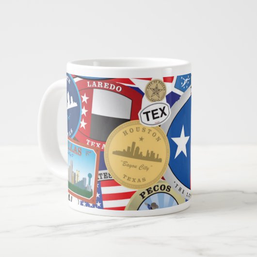 Retro Texas Sticker Pattern Extra Grote Beker (Voorkant links)