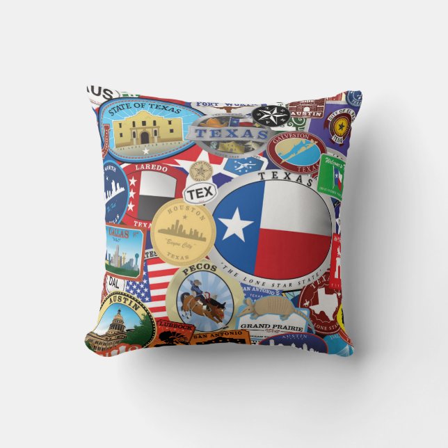 Retro  Texas Sticker Pattern Kussen (Voorkant)
