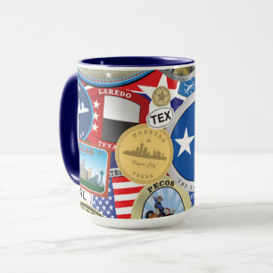 Retro Texas Sticker Pattern Mok