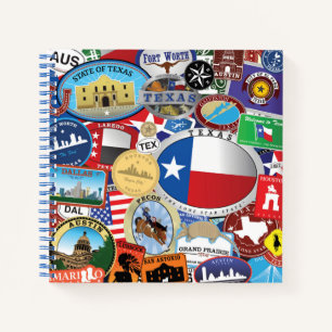 Retro  Texas Sticker Pattern Notitieboek