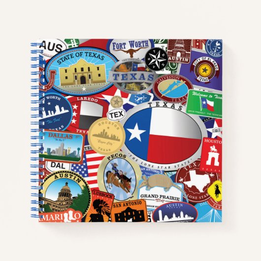 Retro Texas Sticker Pattern Notitieboek (Voorkant)