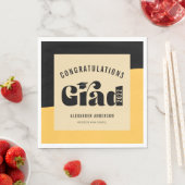 Retro Text Light Gold en Black Afstuderen Servet (Insitu)