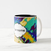 Retro textuur abstract ontwerp tweekleurige koffiemok (Voorkant rechts)