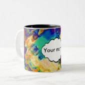 Retro textuur abstract ontwerp tweekleurige koffiemok (Voorkant links)