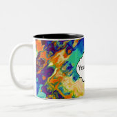 Retro textuur abstract ontwerp tweekleurige koffiemok (Links)