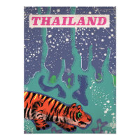 Retro Thailand tijger reisposter