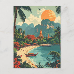 Retro Thailand Tropical Beach Reizen Briefkaart