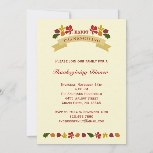 Retro Thanksgiving Binnenuitnodiging Kaart (Voorkant)