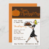 Retro Thanksgiving Diner fêtes Invitations sur mes (Devant / Derrière)
