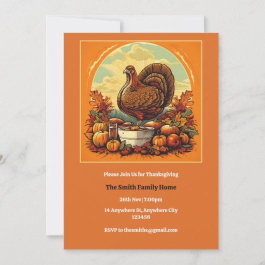 Retro Thanksgiving Diner Invitation (Devant)
