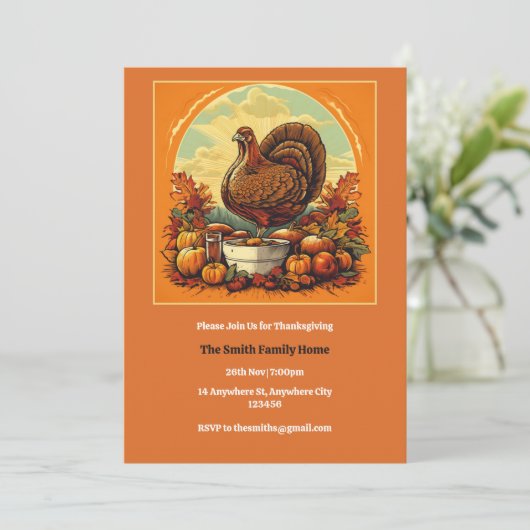 Retro Thanksgiving Diner Invitation (Debout devant)