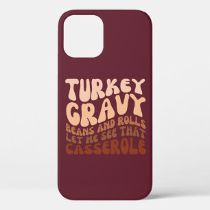 Retro Thanksgiving kalkoen jus bonen en rollen iPhone 12 Pro Hoesje