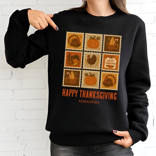 Retro Thanksgiving Stamp Collage Trui