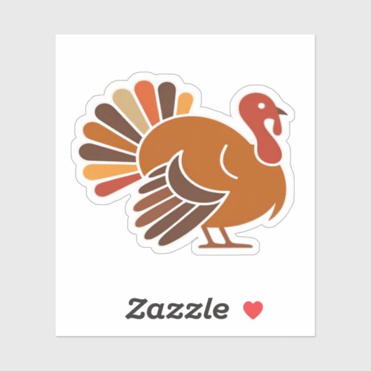 Retro Thanksgiving Turkey � Fall Harvest Design Cl Sticker (Vel)