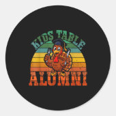 Retro Thanksgiving Turkey Graduate Kids Table Alum Ronde Sticker (Voorkant)