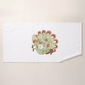 Retro Thanksgiving Turkije -  Bloemen Badhanddoek (Badhanddoek)