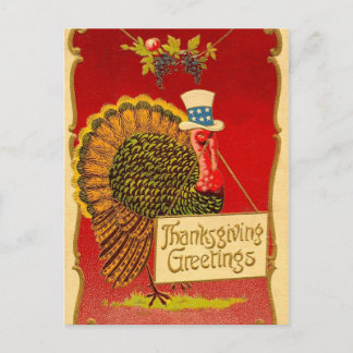 Retro Thanksgiving Turkije Feestdagenkaart
