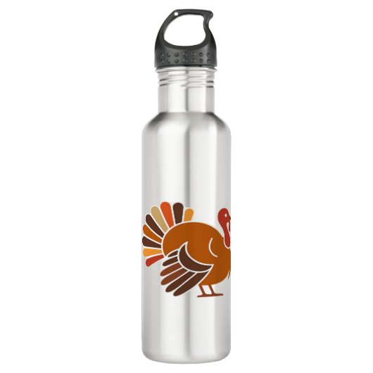 Retro Thanksgiving Turkije – Herfst Harvest Design Waterfles (Voorkant)