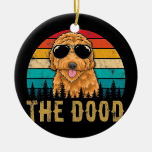Retro The Dood  Goldendole Dog mama Dad Keramisch Ornament